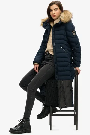 Superdry Fuji Faux Fur Hooded Longline Winterjas Dames