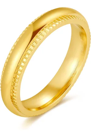 Twice As Nice Ring in goudkleurig edelstaal, 4 mm, gestreept 54