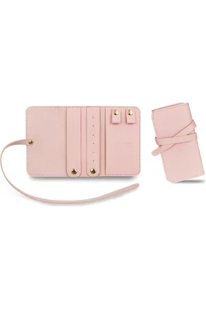 Merkloos Titel: Travel Jewelry Roll Organizer Bag - PU Leather, Pink