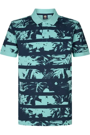 Petrol Industries Poloshirt Polo Met Allover Print M 1050 Pol104 6169 Aqua Green Mannen