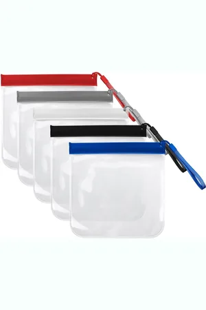 Merkloos Toiletry Bag Transparent Small Aircraft Liquid Bag 20 x 20 cm with Zippers and Cords Multicolour 5 pack