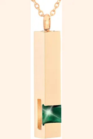 MC Luxe Ashanger | Met Ketting | Assieraad | Rosegoudkleurig Met Groene Steen | As Ketting | Gedenksieraad | Urn | Incl. As vuller
