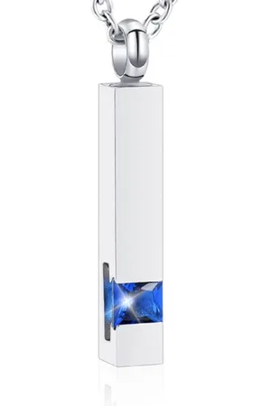 MC Luxe Ashanger | Met Ketting | Assieraad | Zilverkleurig Met Blauwe Steen | As Ketting | Gedenksieraad | Urn | Incl. As vuller