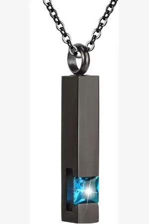 MC Luxe Ashanger | Met Ketting | Assieraad | Zwart Met Aqua Steen | As Ketting | Gedenksieraad | Urn | Incl. As vuller