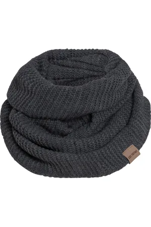 Knit Factory Jamie Gebreide Colsjaal - Ronde Sjaal - Nekwarmer - Wollen Sjaal - Donkergrijze colsjaal - Dames sjaal - Heren sjaal - Unisex - - One Size