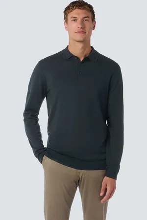 No Excess Polo Pullover met lange mouwen en knoopsluiting: Stijlvol comfort