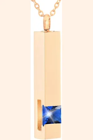 MC Luxe Ashanger | Met Ketting | Assieraad | Rosegoudkleurig Met Blauwe Steen | As Ketting | Gedenksieraad | Urn | Incl. As vuller