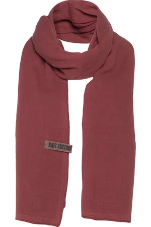Knit Factory Liv Sjaal Dames - Katoenen sjaal - Langwerpige sjaal - Rode zomersjaal - Dames sjaal - - 200x40 cm - Duurzaam & Milieuvriendelijk - 100% Biologisch katoen