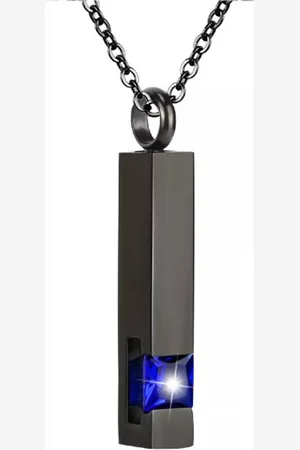 MC Luxe Ashanger | Met Ketting | Assieraad | Zwart Met Blauwe Steen | As Ketting | Gedenksieraad | Urn | Incl. As vuller