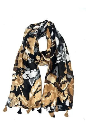 Merkloos Lange dames sjaal Anesa camouflage print legerprint wit beige bruin grijs donkerbruin antraciet