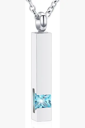 MC Luxe Ashanger | Met Ketting | Assieraad | Zilverkleurig Met Aqua Steen | As Ketting | Gedenksieraad | Urn | Incl. As vuller