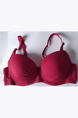 Merkloos BH voorgevormd met beugel 100D bordeaux rood