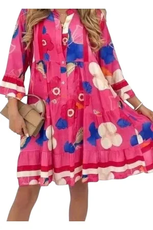 Merkloos Estee Brown MIDI SHIRT Spring 2025 DRESS WVN-Fuchsia- Dames Jurk - One Size