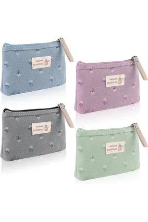 Merkloos 4 stuks kleine make-up tasjes - Violet, Grijs, Groen, Blauw Ik heb het merk en de dubbele vermelding van "small makeup bag" verwijderd om de titel duidelijker en beknopter te maken.
