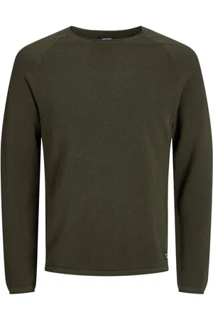JACK & JONES Jack and Jones Olijfgroen Trui Katoen Ronde Hals - M