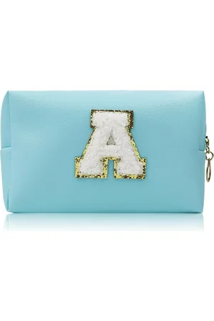 Merkloos Kleine make-uptas waterdicht PU-leer gepersonaliseerd draagbaar cosmetica-organizer tas blauw-A 17*11.5*6.5cm modern