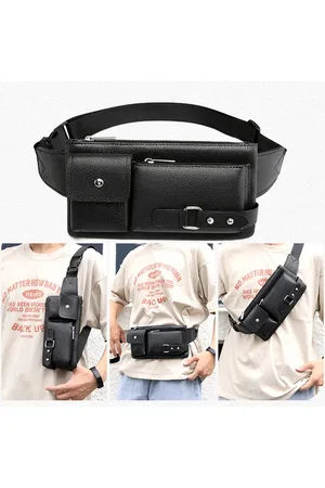 Merkloos Lederen Multifunctionele Crossbody Tas - Slanke Messenger Tas voor School, Werk, Reizen, Heuptas, Schoudertas, Mode Tas