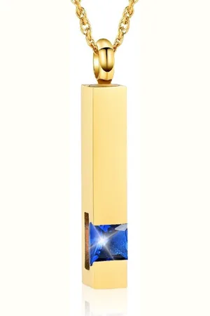 MC Luxe Ashanger | Met Ketting | Assieraad | Goudkleurig Met Blauwe Steen | As Ketting | Gedenksieraad | Urn | Incl. As vuller