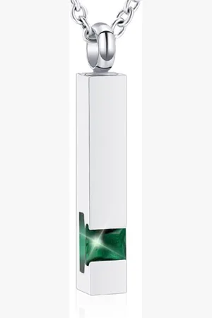 MC Luxe Ashanger | Met Ketting | Assieraad | Zilverkleurig Met Groene Steen | As Ketting | Gedenksieraad | Urn | Incl. As vuller