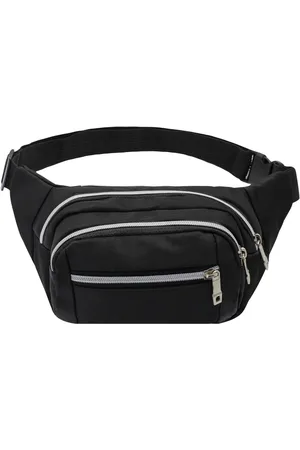 Merkloos Sports Fanny Pack made of Oxford Cloth with Multiple Compartments and Adjustable Shoulder Strap for Sports Travel Hiking Camping Black.