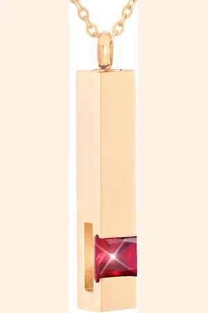 MC Luxe Ashanger | Met Ketting | Assieraad | Rosegoudkleurig Met Rode Steen | As Ketting | Gedenksieraad | Urn | Incl. As vuller