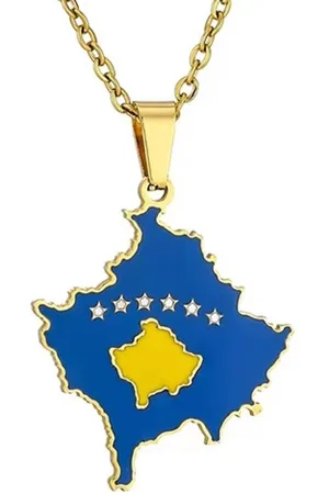 MC Ketting | Kosovo | Kaart | Goudkleurig | Vlag