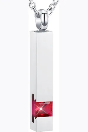 MC Luxe Ashanger | Met Ketting | Assieraad | Zilverkleurig Met Rode Steen | As Ketting | Gedenksieraad | Urn | Incl. As vuller
