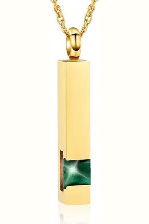 MC Luxe Ashanger | Met Ketting | Assieraad | Goudkleurig Met Groene Steen | As Ketting | Gedenksieraad | Urn | Incl. As vuller