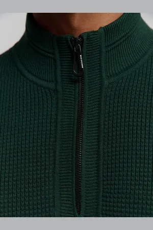 No Excess Luxe Sweater met Halve Ritssluiting en Effen Jacquard: Elegant en comfortabel