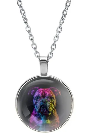 MC Ketting Glas | Close up | Regenboog | Engelse Bulldog