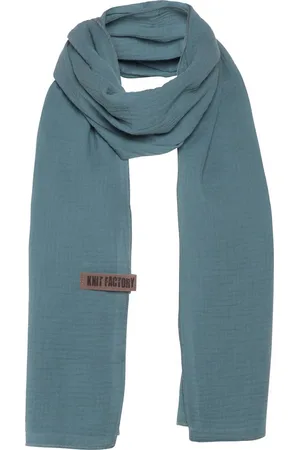 Knit Factory Liv Sjaal Dames - Katoenen sjaal - Langwerpige sjaal - Zwarte zomersjaal - Dames sjaal - - 200x40 cm - Duurzaam & Milieuvriendelijk - 100% Biologisch katoen