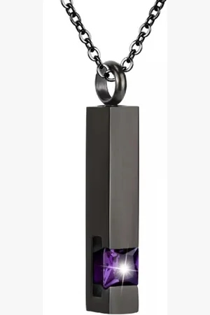 MC Luxe Ashanger | Met Ketting | Assieraad | Zwart Met Paarse Steen | As Ketting | Gedenksieraad | Urn | Incl. As vuller