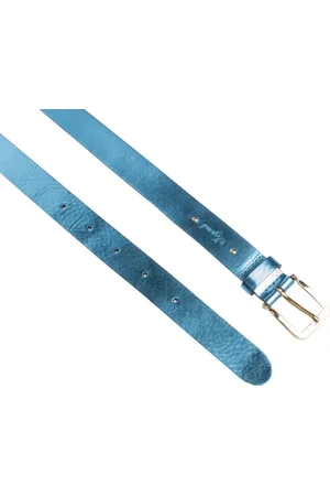 LEGEND Dames - Leren Riem - Metallic Blauw - 80 cm