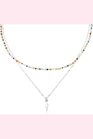 Kuzzoi Heren Halsketting Heren Laagje bliksem hanger glazen kralen in 925 sterling zilver