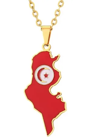 MC Ketting | Tunesië | Kaart | Goudkleurig | Vlag