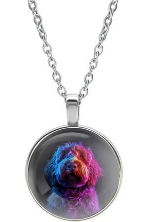 MC Ketting Glas | Close up | Regenboog | Labradoodle