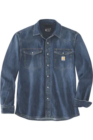 Carhartt Denim Snap Front Overhemd Met Lange Mouwen Blauw L Man