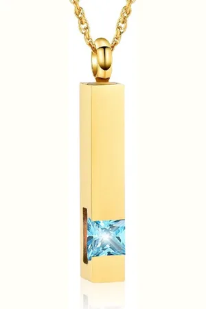 MC Luxe Ashanger | Met Ketting | Assieraad | Goudkleurig Met Aqua Steen | As Ketting | Gedenksieraad | Urn | Incl. As vuller