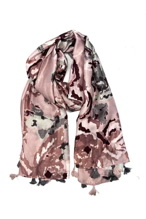 Merkloos Lange dames sjaal Anesa camouflage print legerprint wit beige bruin taupe oud donkerbruin