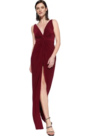 Trendyol Saxe Gevoerde Gebreide Lange Elegante Avondjurk Nacht Afstuderen Avondjurk Tprss19Ut0099