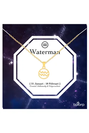 Bixorp Stars Sterrenbeeld Ketting - Stainless Steel Rondje met Goud Verguld - 45cm Ketting met Zodiac Hanger - Inclusief Cadeau Verpakking