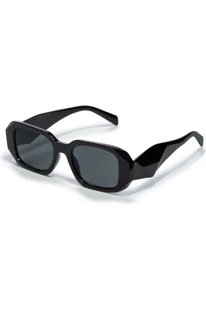 Merkloos Zonnebril rechthoekig - Zonnebrillen - Festival bril - Rave bril - Glasses - Dik montuur - Zwart