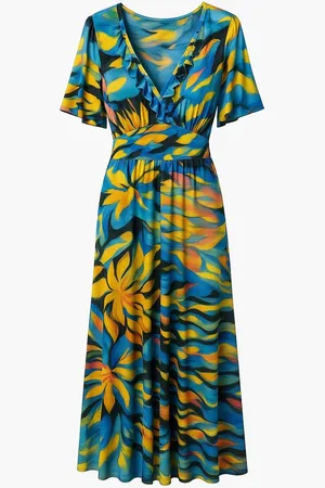 Merkloos JIMI FEI PARIS – Maxi Jurk Electric Tropics – One Size – Vrolijk, Vrouwelijk & Vrij