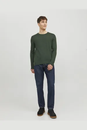 JACK & JONES Emil knit crew neck slim fit - heren pullover viscosemengsel met O-hals