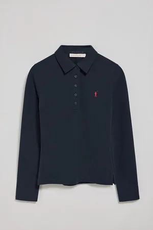 Polo Club® Marineblauwe polo "Priyanka" met vijf knopen en geborduurd Rigby Go-logo