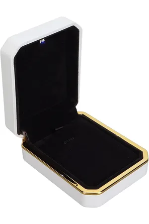 Merkloos Luxe Sieradenorganizer Hangerdoos met LED-licht - Ketting Armband Ringen Houder - Opbergkoffer voor Huwelijksaanzoek Betrokkenheid Valentijnsdag - Verjaardagscadeau - Wit