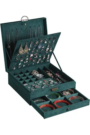 Merkloos Sieradendoos voor dames - 3 lagen, grote sieraden-organizer met afsluitbaar ontwerp