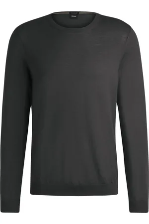 HUGO BOSS BOSS Leno slim fit trui wol - heren pullover middeldik O-hals