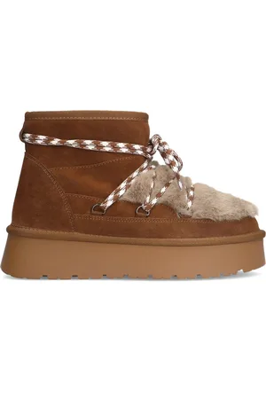 Sacha Dames - Bruine suède enkelboots met wol
