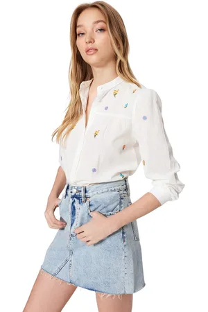Trendyol Beige Geborduurd Geweven Overhemd Met Bloemen Twoss23Go00152